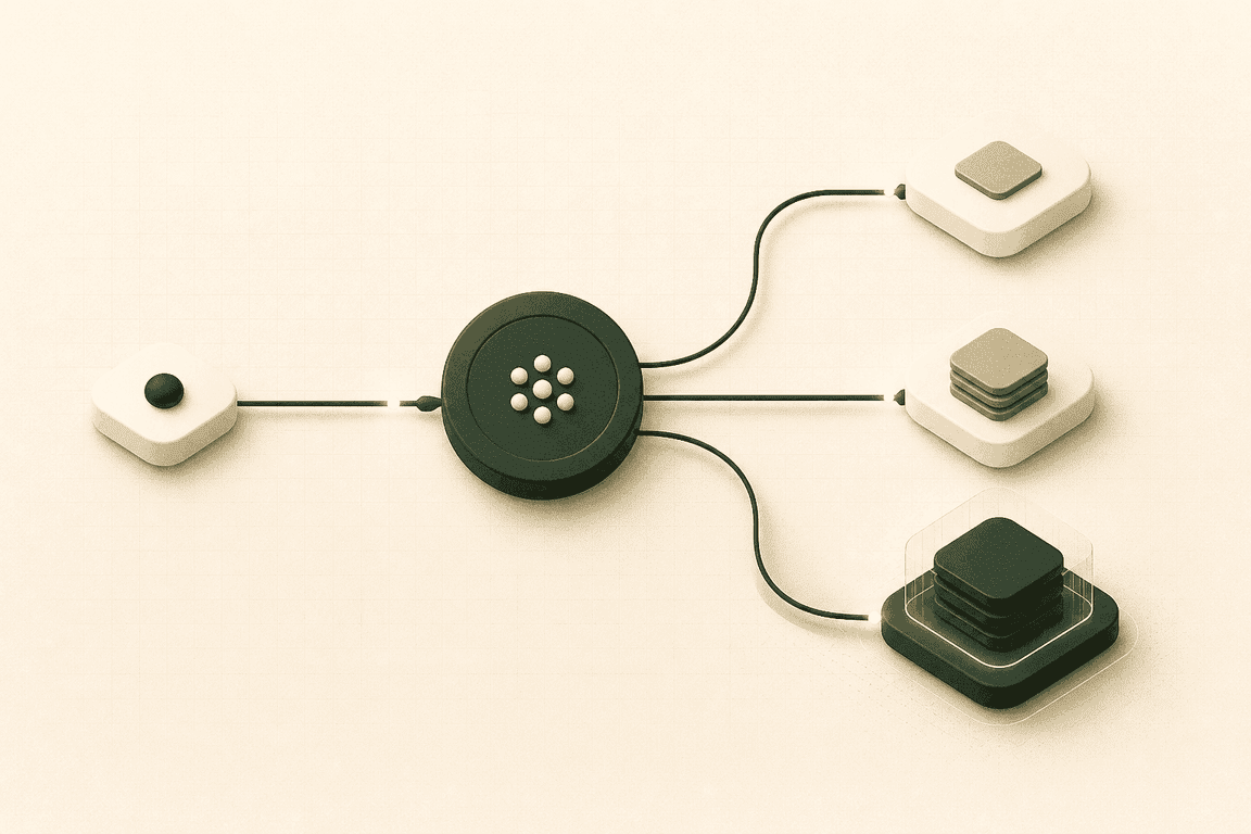Abstract gateway routing one request to multiple model destinations.